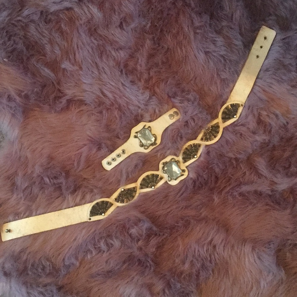 Vintage Diesel leather belt and matching bracelet